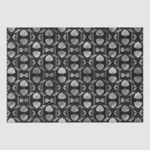 Papier Mousseline Motif Art Déco élégant en grille éventail argenté