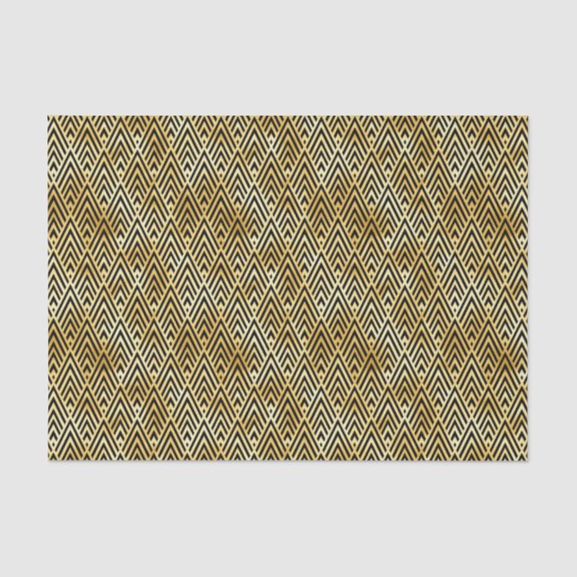 Papier Mousseline Motif Art déco Gold et Black Diamond (Recto)