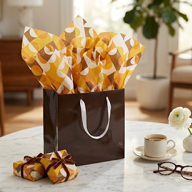 Papier Mousseline Motif artistique de cercles marrons orange jaune e (Créateur téléchargé)