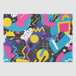 Papier Mousseline Motif artistique funky abstrait des années 90 aux