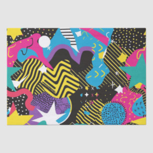 Papier Mousseline Motif artistique funky abstrait des années 90 aux