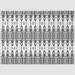 Papier Mousseline Motif artistique tribal occidental blanc noir Crân