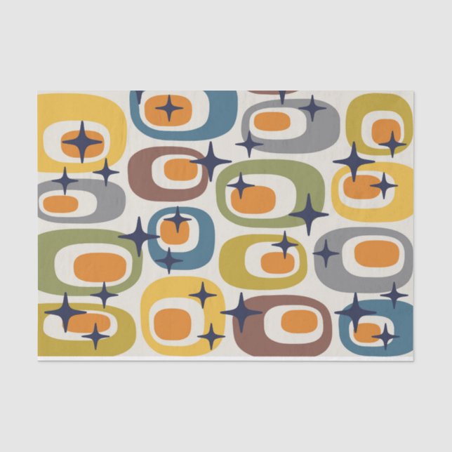 Papier Mousseline Motif atomique moderne du milieu du siècle (Recto)