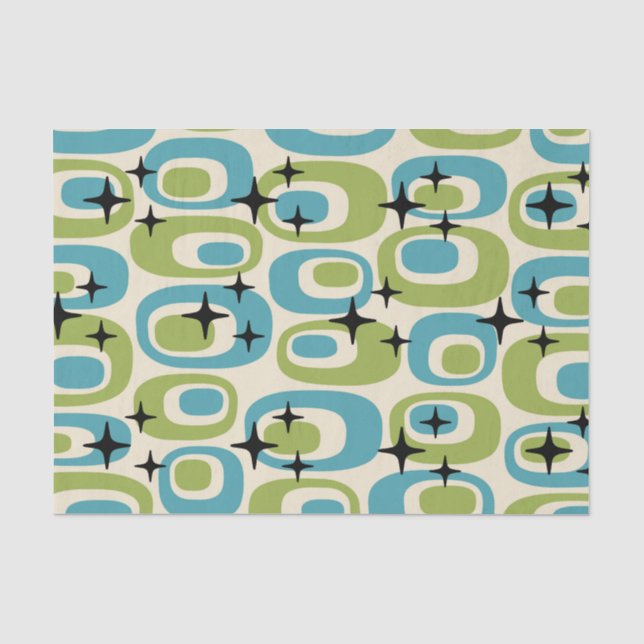 Papier Mousseline Motif atomique moderne du milieu du siècle (Recto)