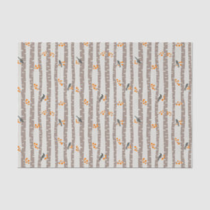 Papier Mousseline Motif avec arbres et oiseaux d'automne