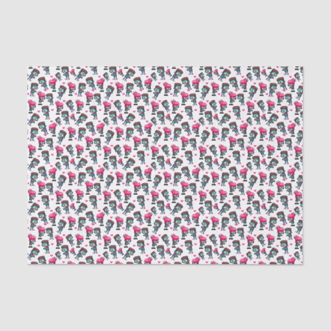 Papier Mousseline Motif avec de mignonnes filles Zombies, garçons et (Recto)