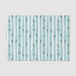 Papier Mousseline Motif avec des oiseaux et des arbres