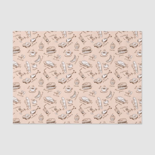 Papier Mousseline Motif avec la nourriture (Recto)