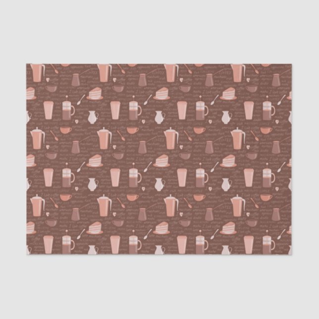Papier Mousseline Motif avec les éléments relatifs de café (Recto)