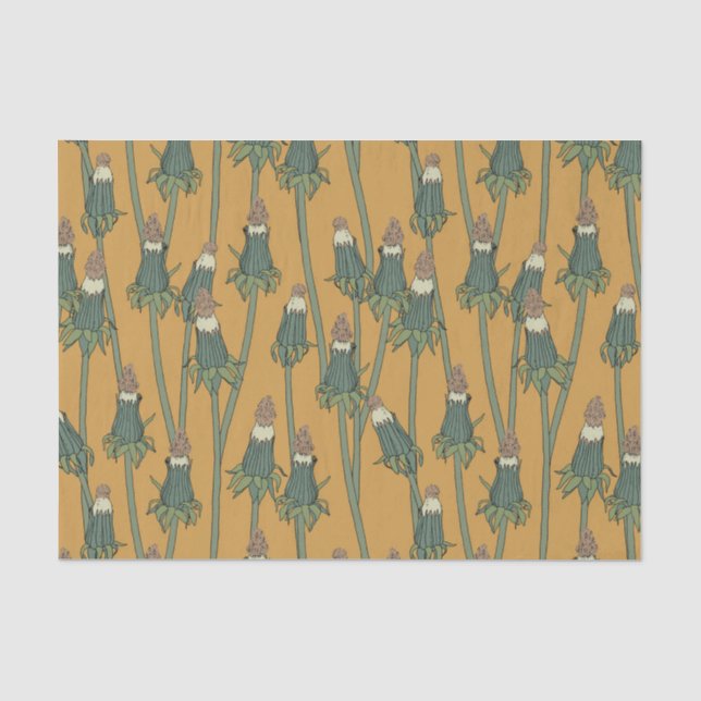 Papier Mousseline Motif avec pandelion non ouvert (Recto)