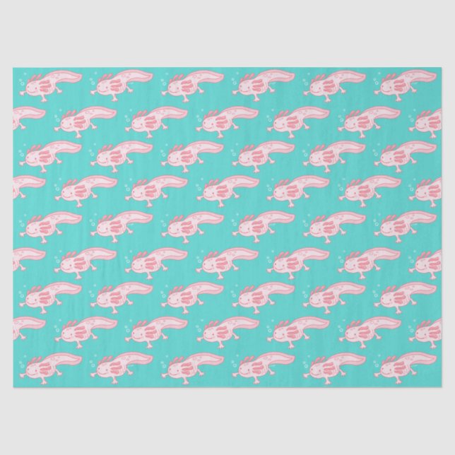 Papier Mousseline Motif Axolotl rose (Recto)