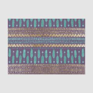 Papier Mousseline Motif aztèque tribal de flèches turquoises et