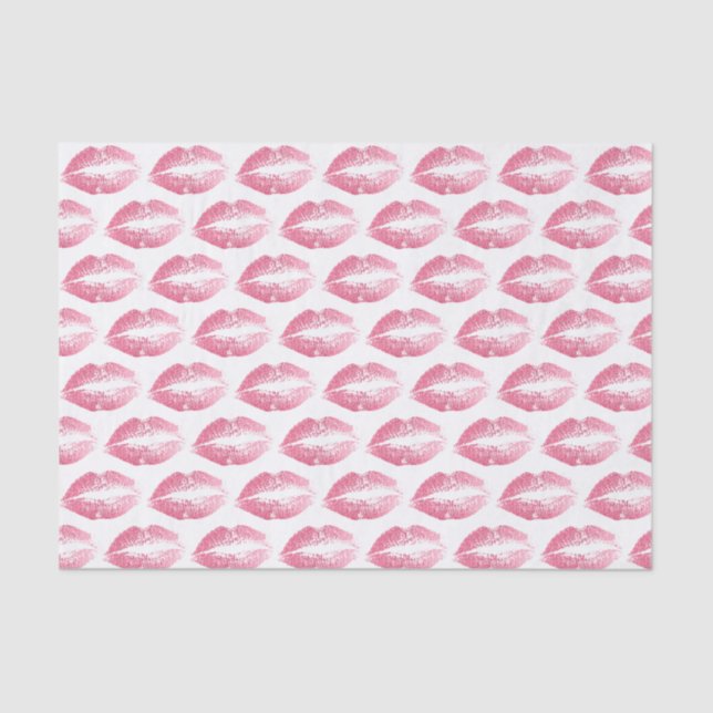 Papier Mousseline Motif baiser parties scintillant rose (Recto)
