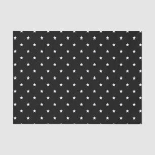 Papier Mousseline Motif Black and White Stars