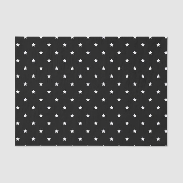 Papier Mousseline Motif Black and White Stars (Recto)
