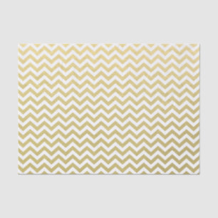 Papier Mousseline Motif blanc de Chevron de feuille d'or