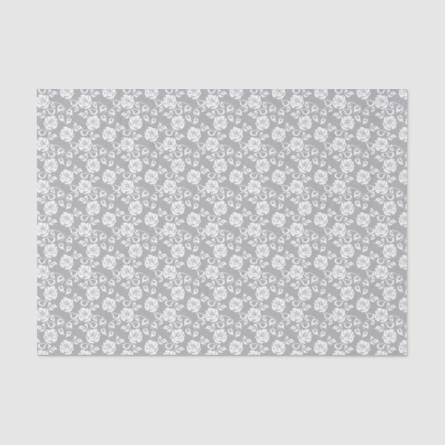 Papier Mousseline Motif blanc de dentelle sur l'arrière - plan gris (Recto)