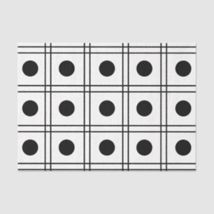 Papier Mousseline Motif blanc et noir du point Polka Cercle