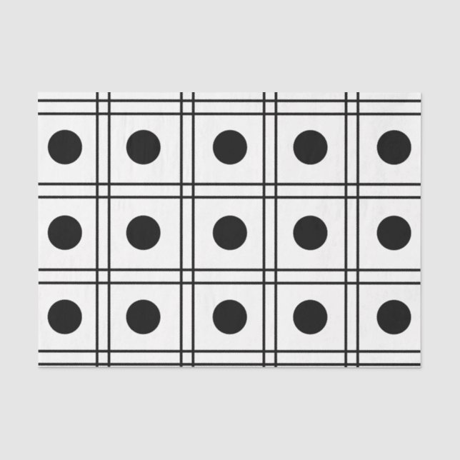 Papier Mousseline Motif blanc et noir du point Polka Cercle (Recto)