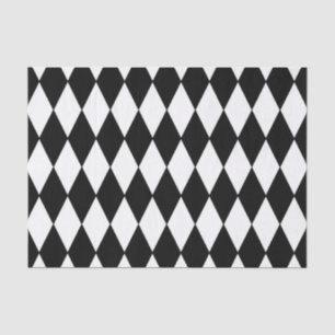 Papier Mousseline Motif blanc noir de harlequin