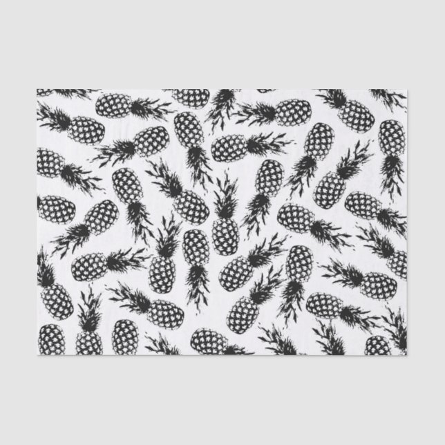 Papier Mousseline Motif blanc noir moderne abstrait d'ananas (Recto)
