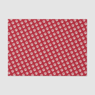 Papier Mousseline Motif blanc rouge animal d'empreinte de patte de