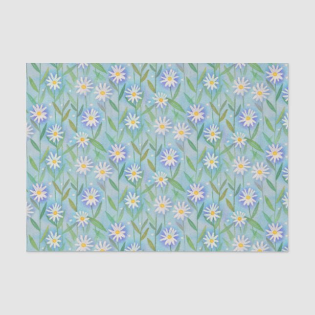 Papier Mousseline Motif bleu bleu blanc de la marguerite (Recto)