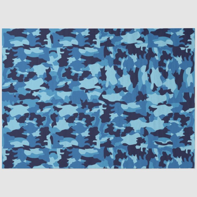Papier Mousseline motif bleu camouflage de l'armée (Recto)