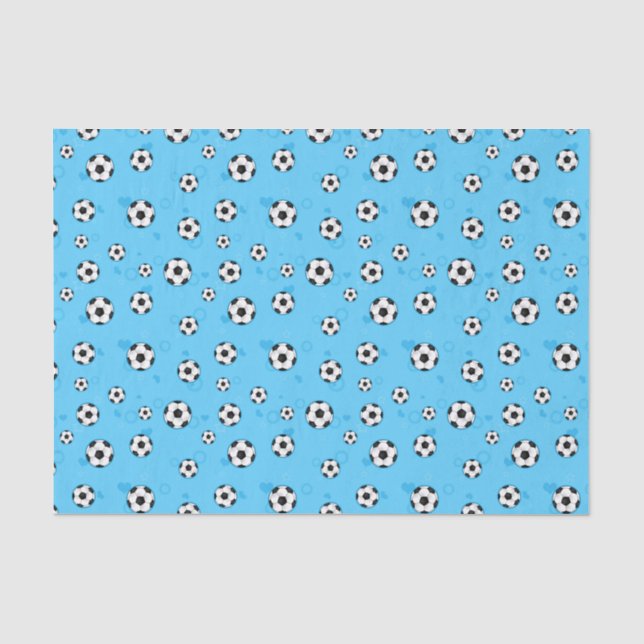 Papier Mousseline Motif bleu de ballon de football (Recto)