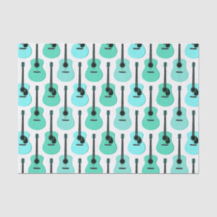 Papier Mousseline Motif bleu de guitares acoustiques