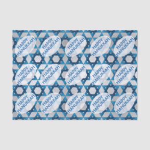 Papier Mousseline Motif bleu d'étoile de David/Hanoukka heureux