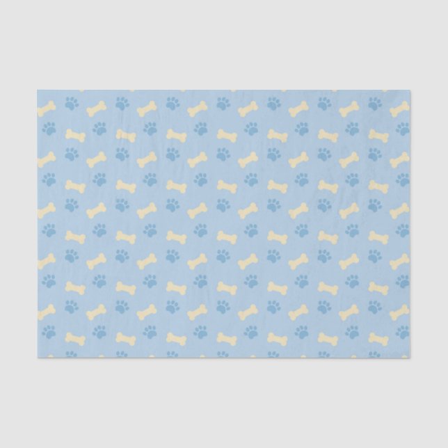 Papier Mousseline Motif bleu d'os d'empreinte de patte (Recto)