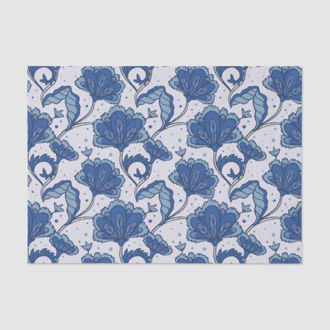 Papier Mousseline Motif bleu élégant moderne de batik (Recto)
