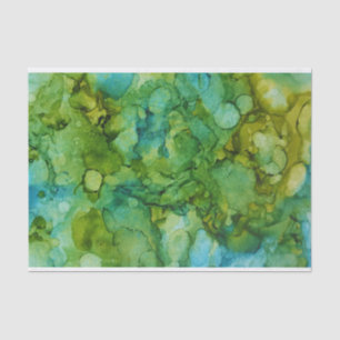 Papier Mousseline Motif bleu et vert lumineux audacieux d'art