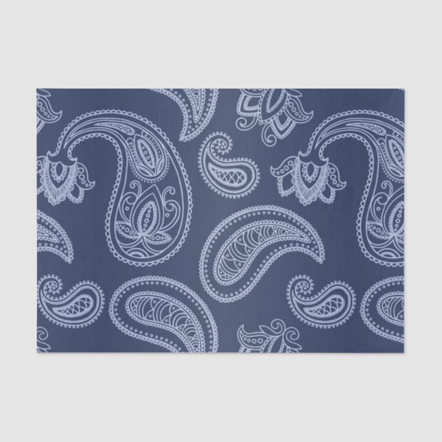 Papier Mousseline Motif bleu-foncé élégant de Paisley (Recto)