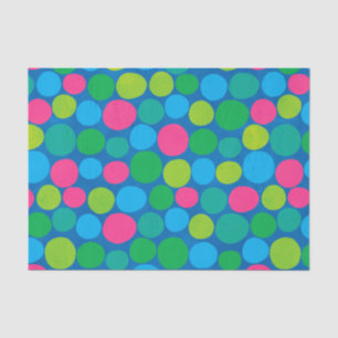 Papier Mousseline Motif bleu vert rose Pois rétro