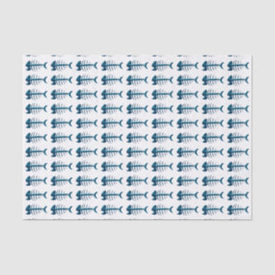 Papier Mousseline Motif Blue Fish Bones