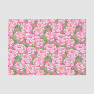 Papier Mousseline Motif Bohemian Chic Pink Peonies