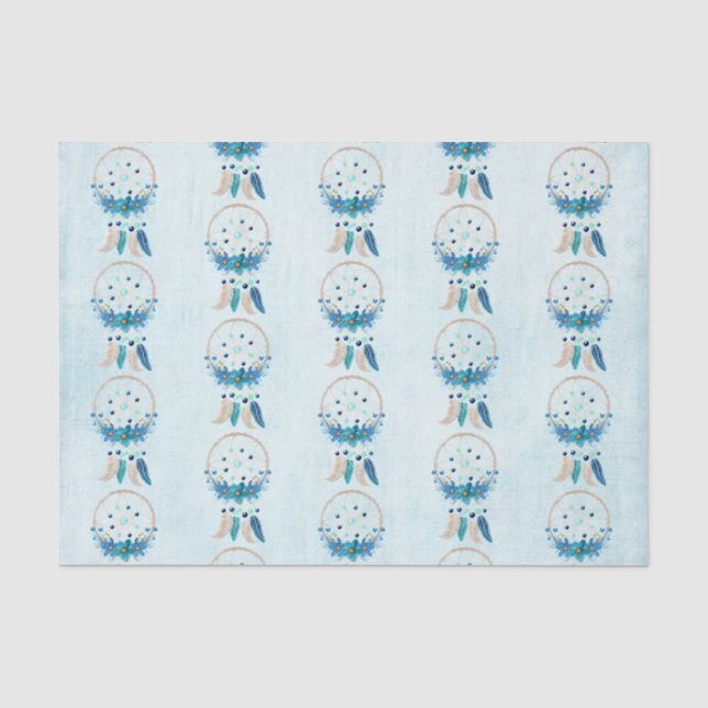 Papier Mousseline Motif Boho élégant Blue Dreamcatcher (Recto)