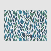 Motif botanique bleu et vert feuille