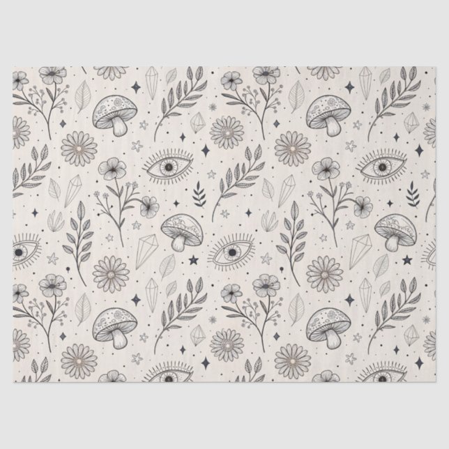 Papier Mousseline Motif botanique céleste (3) (Recto)