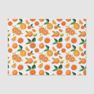 Papier Mousseline Motif botanique d'agrumes orange