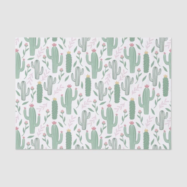 Papier Mousseline motif botanique de Cactus (Recto)
