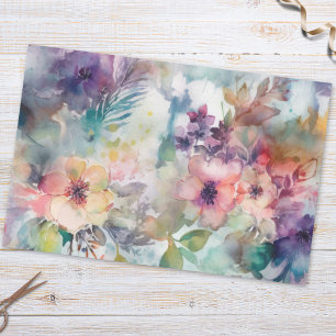Papier Mousseline Motif botanique floral à l'aquarelle vintage