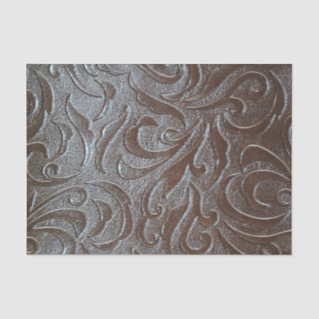 Papier Mousseline Motif brun rustique de cuir de pays occidental (Recto)