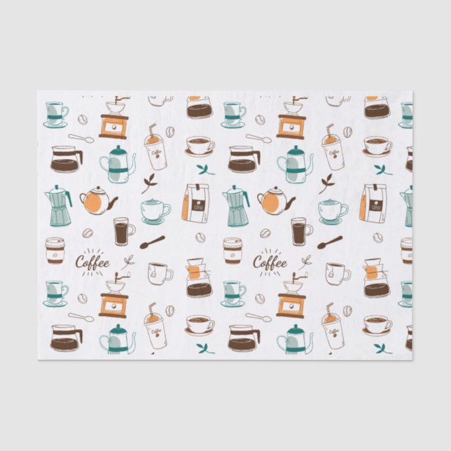 Papier Mousseline Motif café et café tiré à la main (Recto)
