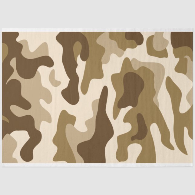 Papier Mousseline Motif camouflage beige (Recto)
