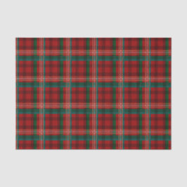 Papier Mousseline Motif carreau de Noël rouge, crème et vert