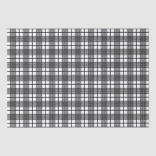 Papier Mousseline Motif carreaux Glen mince noir et blanc
