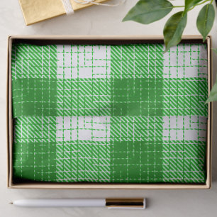 Papier Mousseline Motif carreaux vert et blanc gras